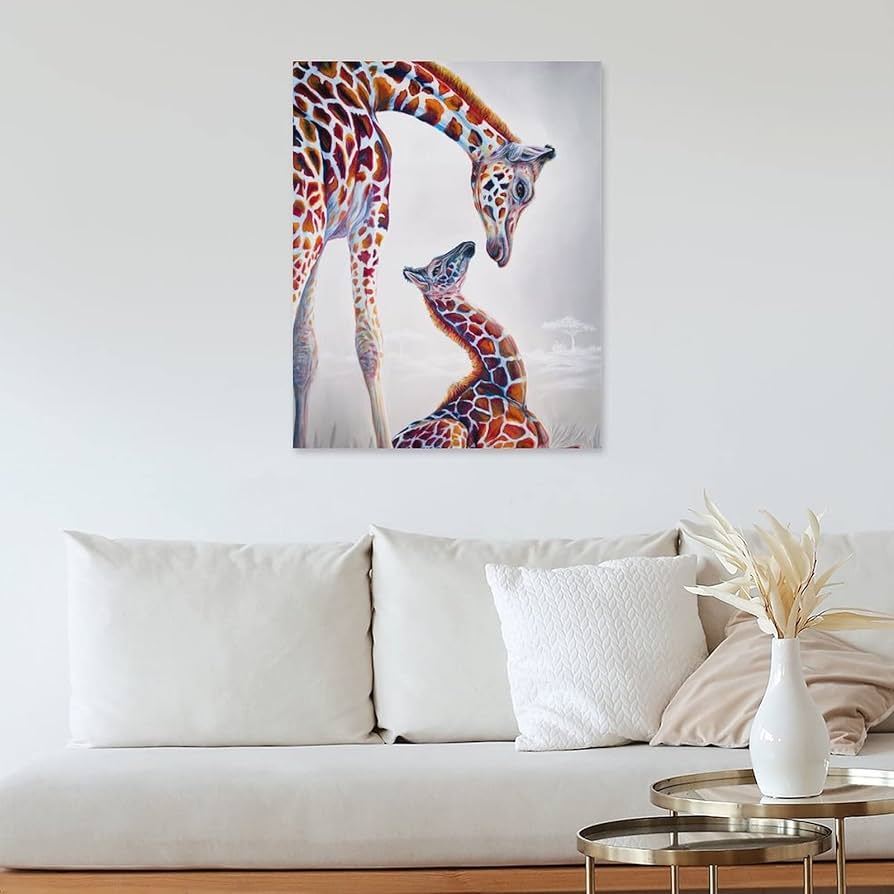『家族』絵画・インテリア Amazon.co.jp: 絵画 家族キリンインテリア 絵画 カラー水墨画
